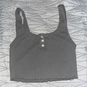 American Eagle Cropped Lettuce Trim Tank Top